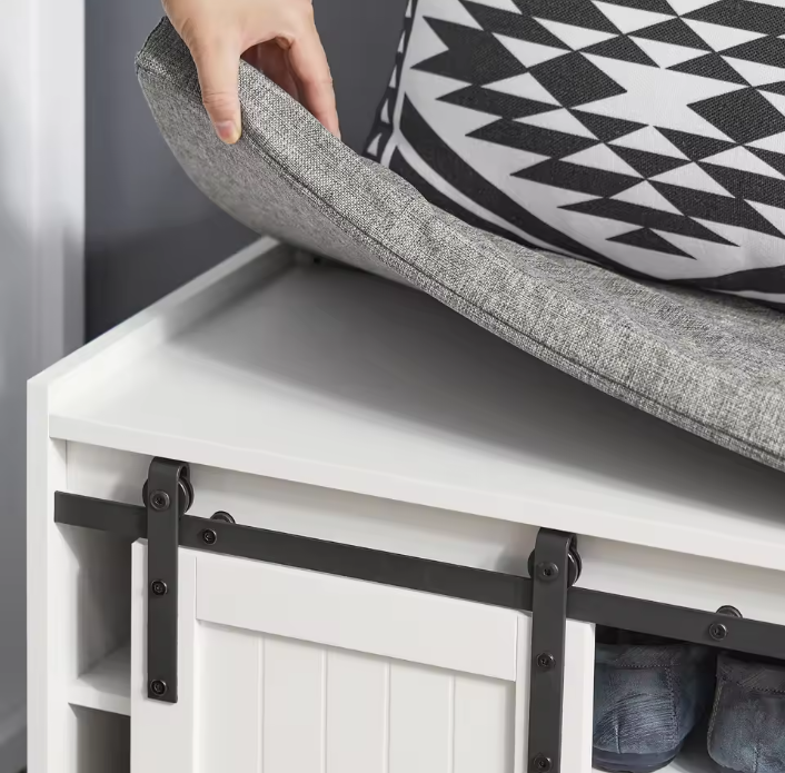 Schoenenbank met Zitting en Schuifdeuren – 120×45×35 cm