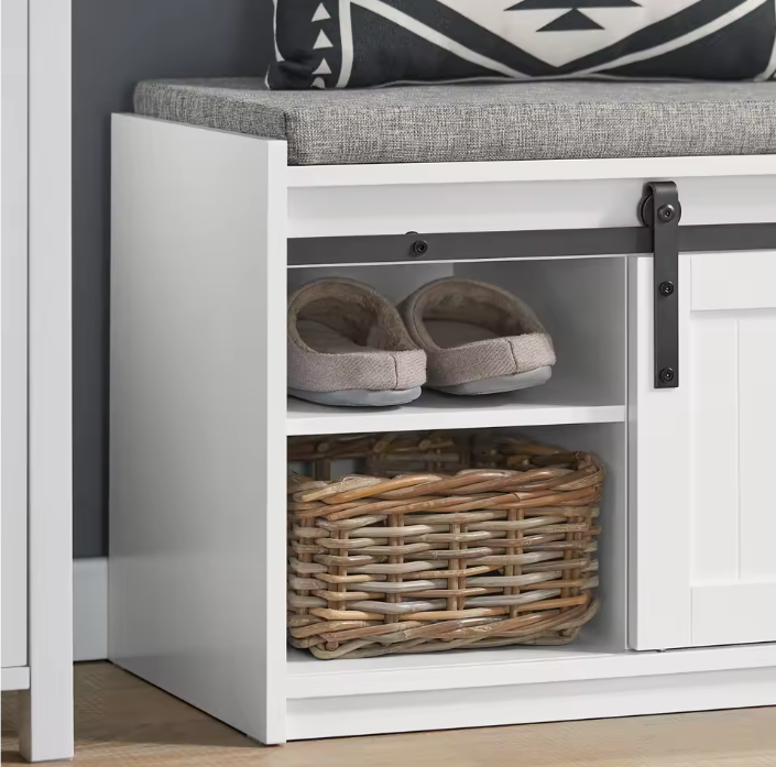 Schoenenbank met Zitting en Schuifdeuren – 120×45×35 cm