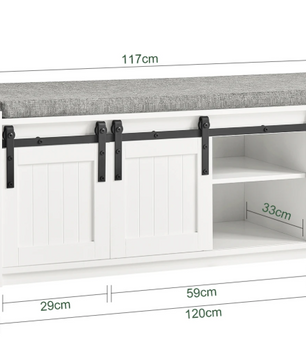 Schoenenbank met Zitting en Schuifdeuren – 120×45×35 cm