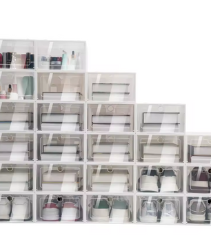Set van 24 Stapelbare Transparante Schoenendozen – PP