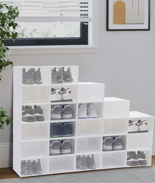 Set van 24 Stapelbare Transparante Schoenendozen – PP