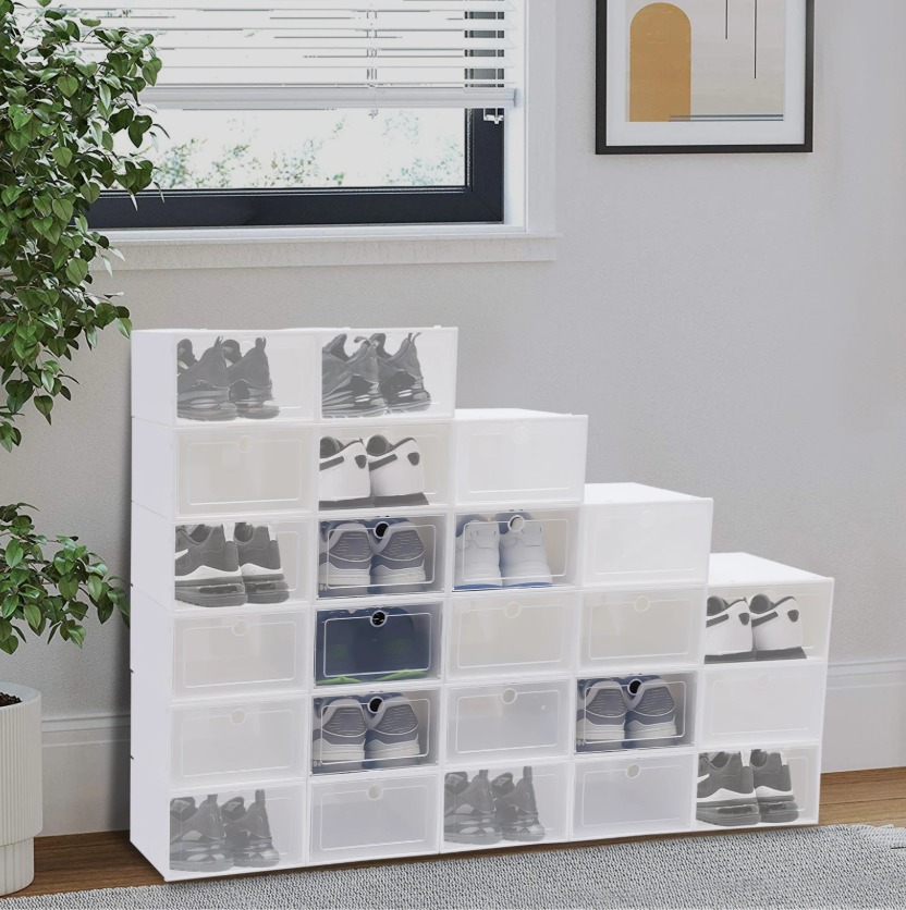 Set van 24 Stapelbare Transparante Schoenendozen – PP