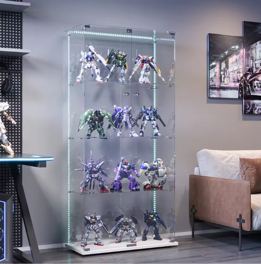 Glazen Displaykast met LED en Slot – Wit 78.5×35×163 cm