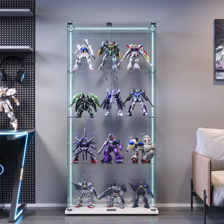 Glazen Displaykast met LED en Slot – Wit 78.5×35×163 cm