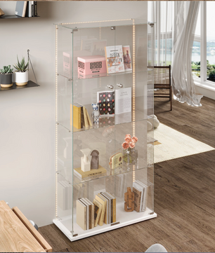 Glazen Displaykast met LED en Slot – Wit 78.5×35×163 cm