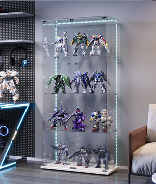 Glazen Displaykast met LED en Slot – Wit 78.5×35×163 cm