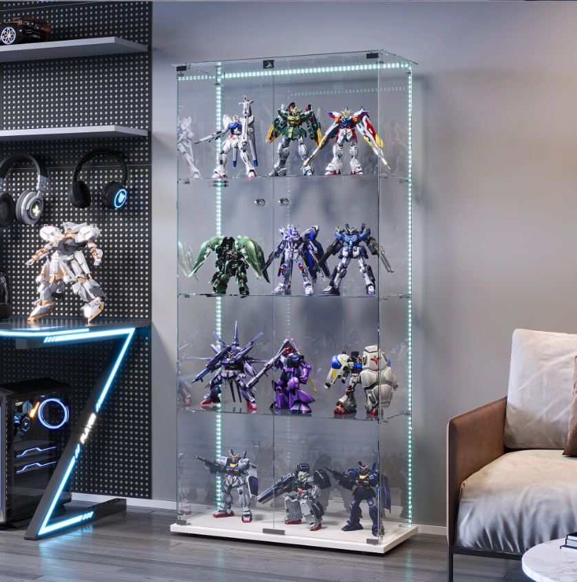 Glazen Displaykast met LED en Slot – Wit 78.5×35×163 cm