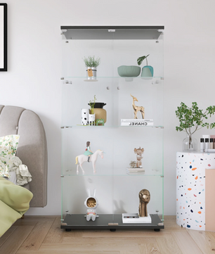 Glazen Vitrinekast met Dubbele Deuren – 4 Planken en Stalen Frame