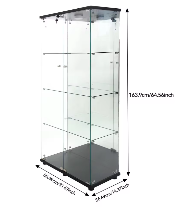 Glazen Vitrinekast met LED en Slot – 4-Laags Collectiekast