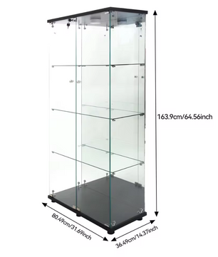 Glazen Vitrinekast met LED en Slot – 4-Laags Displaykast