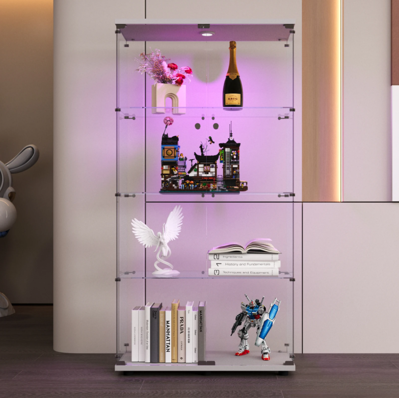 Glazen Vitrinekast met LED en Slot – 4-Laags Displaykast