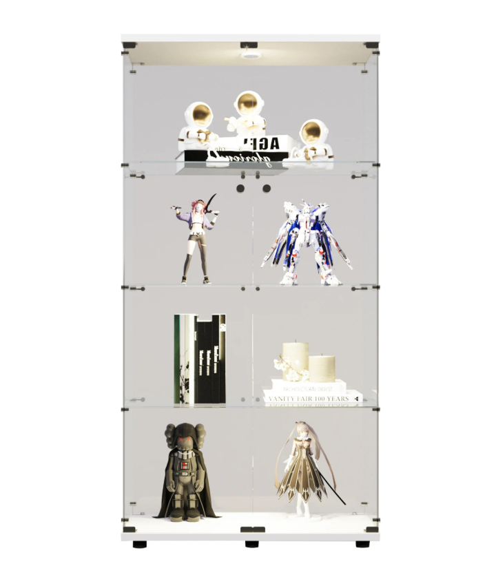 Glazen Vitrinekast met LED en Slot – 4-Laags Displaykast