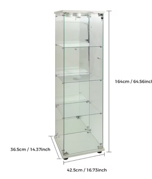 Moderne Glazen Vitrinekast met Houten Accenten – 4-Lagen Displaykast voor Collecties