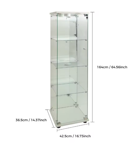 Moderne Glazen Vitrinekast met LED en Spiegelachterwand – 4-Lagen Displaykast