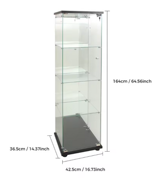 Glazen Vitrinekast met LED en Spiegelachterwand – 4 Lagen