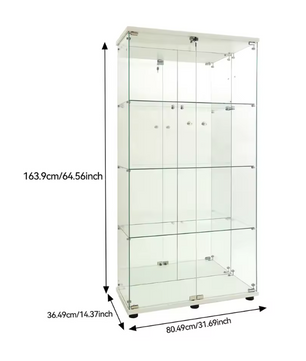 Moderne Glazen Vitrinekast met LED en Spiegelachterwand – 4-Lagen Displaykast