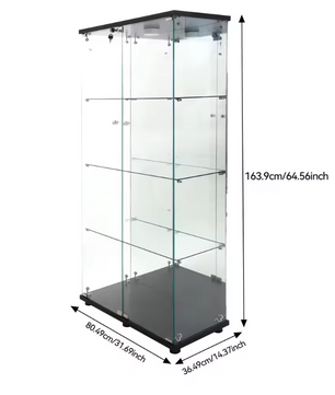 Glazen Vitrinekast met LED en Spiegelachterwand – 4 Lagen