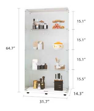 Glazen Vitrinekast met LED en Spiegelachterwand – 4 Lagen