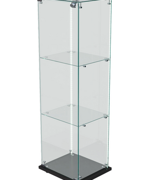 Moderne Glazen Vitrinekast met Houten Accenten – 3-Lagen Displaykast voor Collecties, Boeken en Wijn