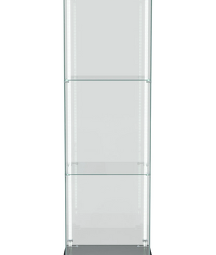 Moderne Glazen Vitrinekast met Houten Accenten – 3-Lagen Displaykast voor Collecties, Boeken en Wijn