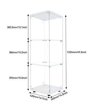 Moderne Glazen Vitrinekast met LED – 3 Lagen, 125×42×36 cm