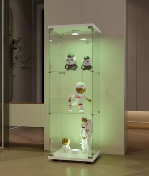 Moderne Glazen Vitrinekast met LED – 3 Lagen, 125×42×36 cm