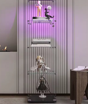 Glazen Vitrinekast met LED en Slot – 4 Lagen, 164×42×36 cm