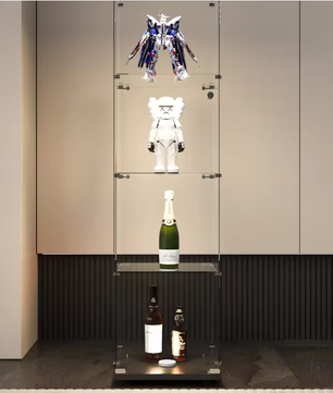 Glazen Vitrinekast met LED en Slot – 4 Lagen, 164×42×36 cm