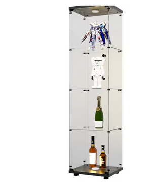 Glazen Vitrinekast met LED en Slot – 4 Lagen, 164×42×36 cm