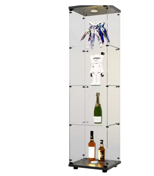 Glazen Vitrinekast met LED en Slot – 4 Lagen, 164×42×36 cm