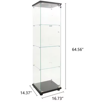 Glazen Vitrinekast met LED en Slot – 4 Lagen, 164×42×36 cm
