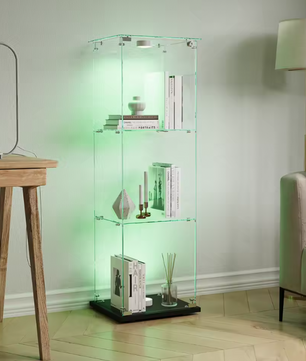 Moderne Houten Glazen Vitrinekast met LED – 3 Lagen