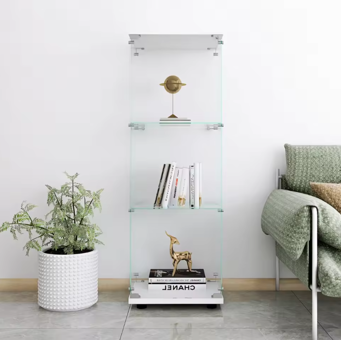 Glazen Vitrinekast met 1 Deur en 3 Legplanken – Modern en Transparant Ontwerp