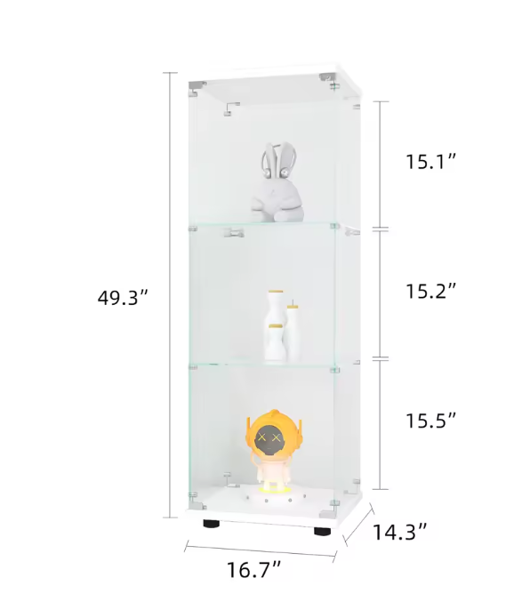 Glazen Vitrinekast met 1 Deur en 3 Legplanken – Modern en Transparant Ontwerp