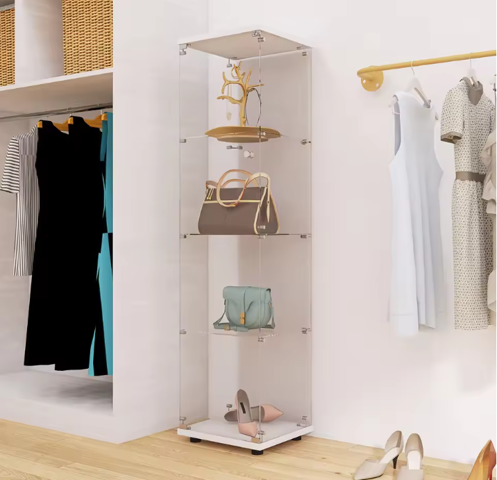 Glazen Vitrinekast met Deur – 4 Legplanken en Modern Ontwerp (164 cm)