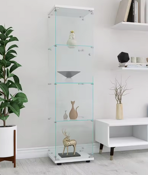 Glazen Vitrinekast met Deur – 4 Legplanken en Modern Ontwerp (164 cm)