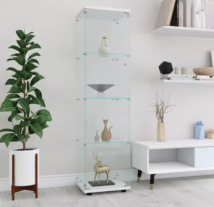 Glazen Vitrinekast met Deur – 4 Legplanken en Modern Ontwerp (164 cm)