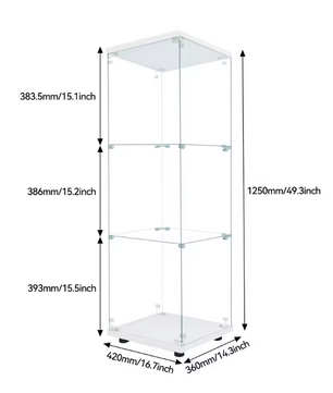Glazen Vitrinekast met LED-Verlichting – 3 Lagen en Deur, Modern Ontwerp