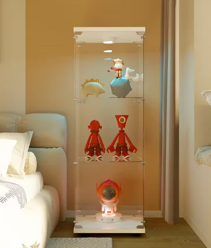 Glazen Vitrinekast met LED-Verlichting – 3 Lagen en Deur, Modern Ontwerp