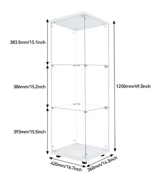 Glazen Vitrinekast met LED-Verlichting – 3 Lagen en Deur, Modern Ontwerp