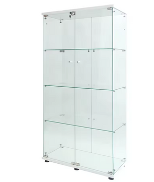 Glazen Vitrinekast met LED – 4 Lagen en Dubbele Deuren, Modern Showcase