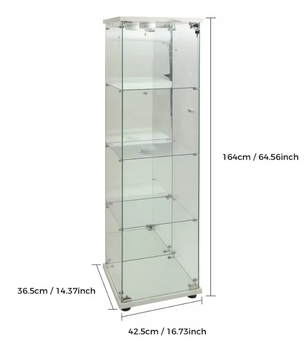 Glazen Vitrinekast met LED – 4 Lagen en Deur, Moderne Showcase