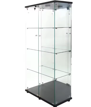 Glazen Vitrinekast met LED – Dubbele Deuren en 4 Legplanken