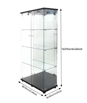 Glazen Vitrinekast met LED – Dubbele Deuren en 4 Legplanken