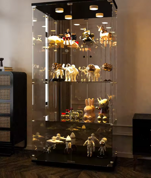 Glazen Vitrinekast met LED – Dubbele Deuren en 4 Legplanken