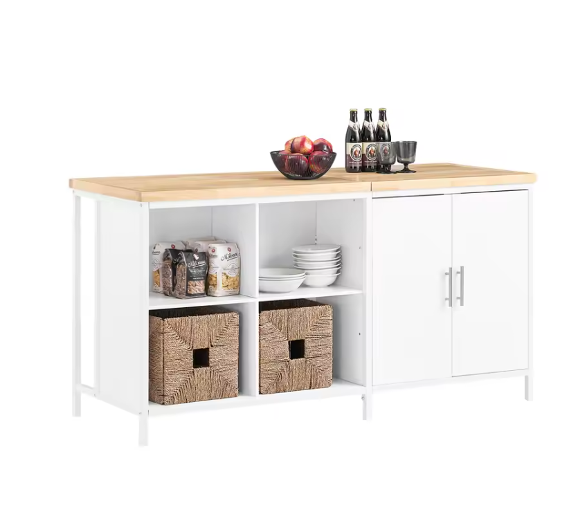 Vrijstaand Keukeneiland met Opbergruimte – MDF en Metaal, Ruim Werkblad 170×89×60 cm