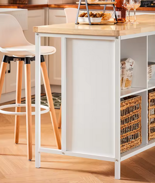 Vrijstaand Keukeneiland met Opbergruimte – MDF en Metaal, Ruim Werkblad 170×89×60 cm