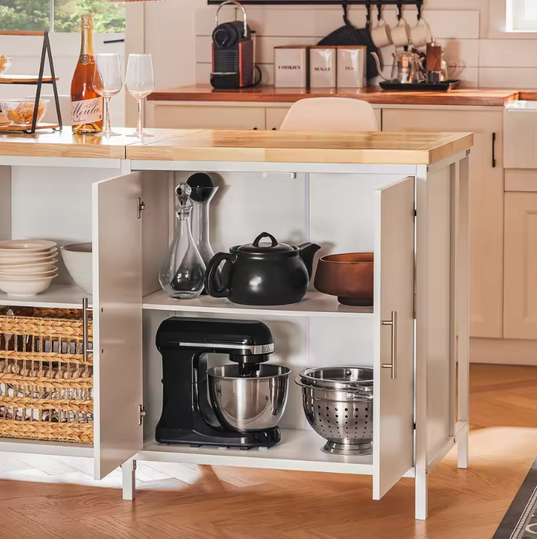 Vrijstaand Keukeneiland met Opbergruimte – MDF en Metaal, Ruim Werkblad 170×89×60 cm