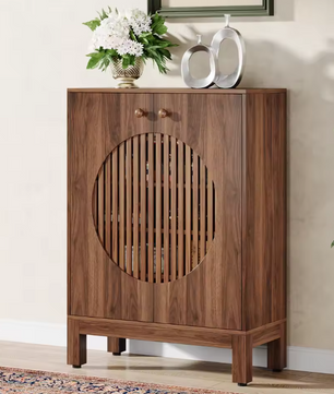 Landelijk Sideboard met Lameldeuren – 5-Laags Houten Opbergkast