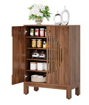 Landelijk Sideboard met Lameldeuren – 5-Laags Houten Opbergkast